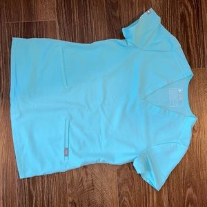 FIGS Catarina scrub top in fresh aqua